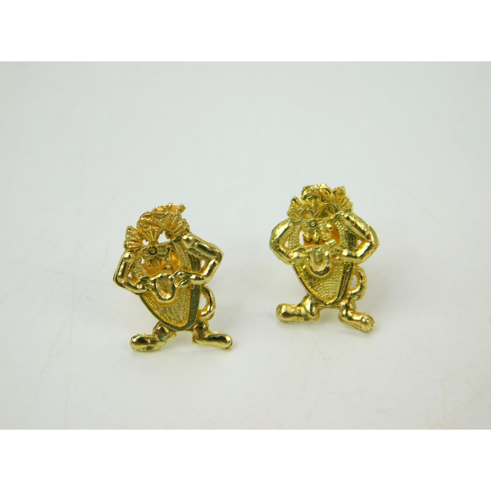 10k Solid Gold Tazmanian Devil Looney Toons Taz 1/2" Stud Earrings ~ 14k Backs